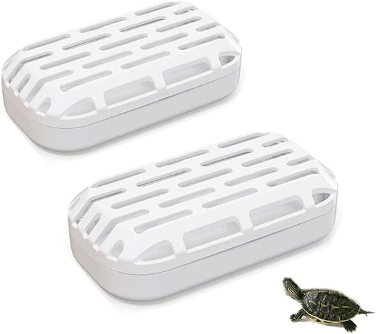 2pcs Turtle Tank Collector,Toilet Keep Tank Cleaning with Suction Cups Reptile Waste Container for Breeding Box Small Animals (2pcs White)
