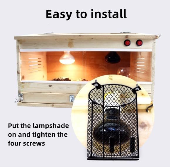 Reptile , Reptile Heating Lamp Lampshade Anti Scald Lamp Mesh Cover for Pet Reptile Amphibian Snake Lizard Turtle(Cud)