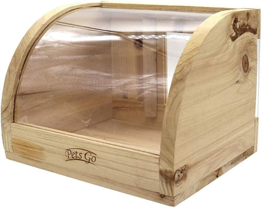 Solid Wood Reptile Terrarium Chinchillas Hamster Bath House Lizard Turtle Sector Breeding Box Pet Supplies