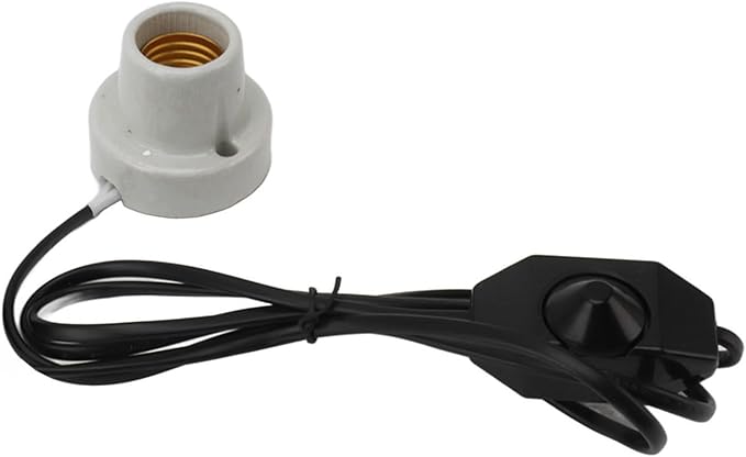 ZJchao Reptile Heat Lamp Holder, Professional Ceramic E27 Socket Fixture with Adjustable Switch, for Lizard Tortoise Lighting (US Plug 120V)