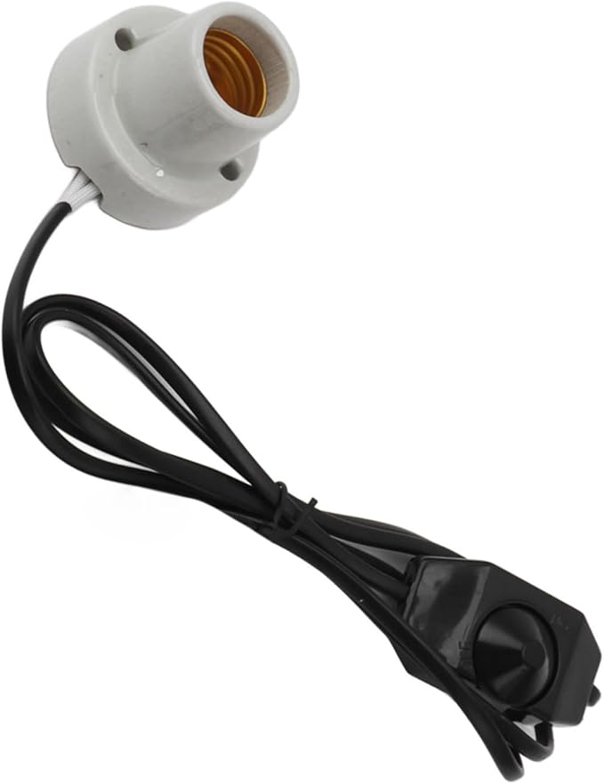 ZJchao Reptile Heat Lamp Holder, Professional Ceramic E27 Socket Fixture with Adjustable Switch, for Lizard Tortoise Lighting (US Plug 120V)