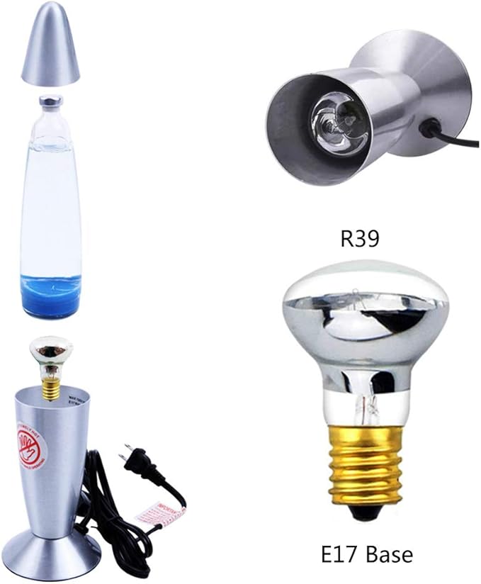 40W E17 R39(R12) Lava Lamp Reflector Bulb and Glitter Lamps Warm White 2700K Long-Lasting High Output Heat, Dimmable, Safe, and Compatible with Multiple Fixtures 6 Pack