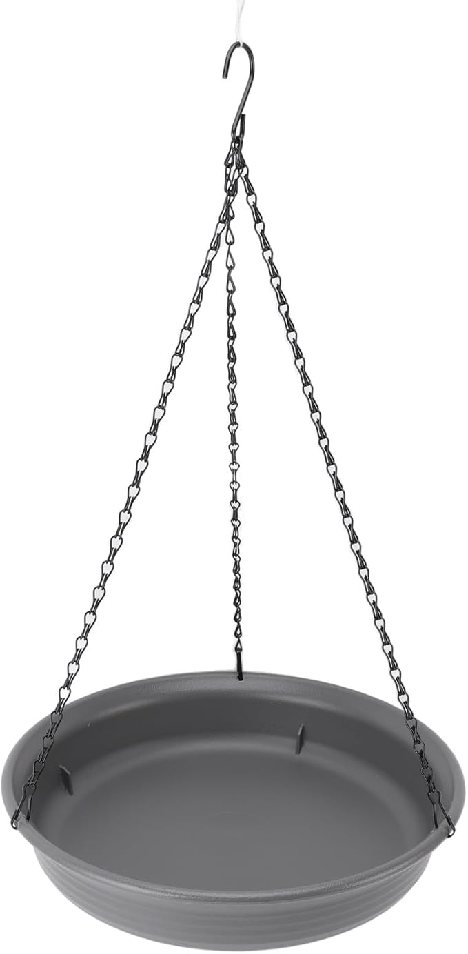 SUNGOOYUE Hanging Bird Feeder with Metal Chain, Durable Hanging Bird Bath for Courtyard Garden Decoration, Plastic Feeder Bowl for Multiple