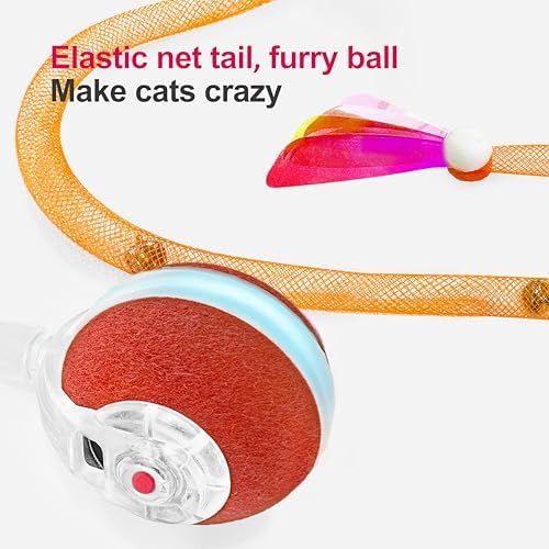 Jkanti Interactive Cat Toys for Indoor Cats,The 3rd Generation Agile Moving Cat Ball with Elastic Mesh Tail,Automatic Kitten Toys for Bored Indoor Cats,Motion Activated (Orange) - Image 4