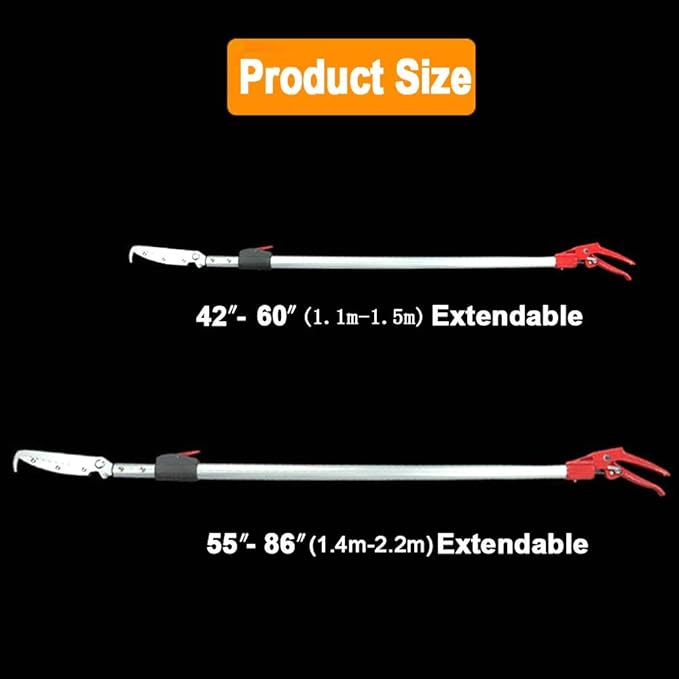 Extendable Snake Tong Reptile Grabber Rattle Snake Catcher Wide Jaw Handling Tool with Lock and Comfortable Grip(Include Snake Bag) (86 inches Extendable Snake Tong)