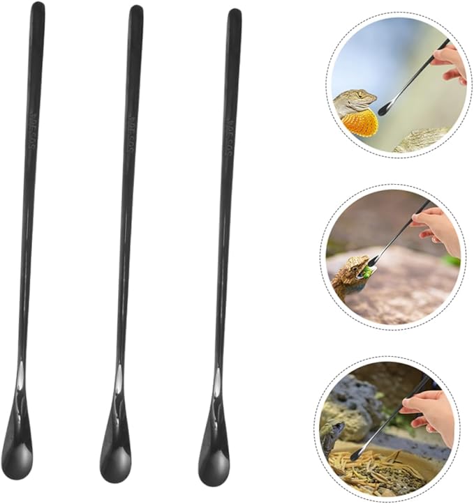 POPETPOP 3pcs Reptile Accessories Small Animal Feeding Spoon Pet Food Holder Spoon for Gecko Lizards
