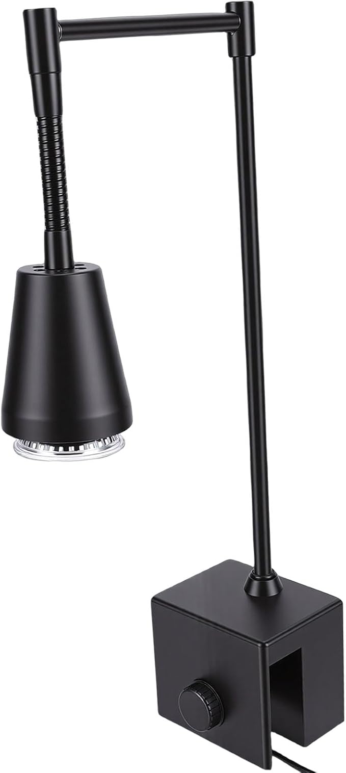 Reptile Heat Lamp Double Bulbs Heat Proof Turtle Heating Light with Timing and Dimming Function for Aquarium (US Plug)