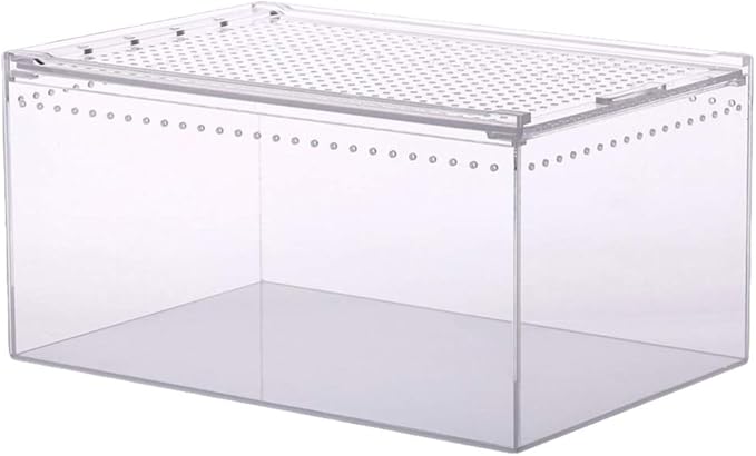 POPETPOP Reptile Breeding Box, Reptile Feeding Container Aquarium Breeding Tank Transparent Feeding Box Terrarium Habitat for Snake Turtle Lizards（7.86X5.89X3.93in）