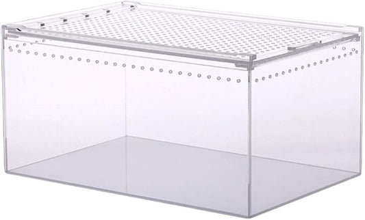 POPETPOP Reptile Breeding Box, Reptile Feeding Container Aquarium Breeding Tank Transparent Feeding Box Terrarium Habitat for Snake Turtle Lizards（7.86X5.89X3.93in）