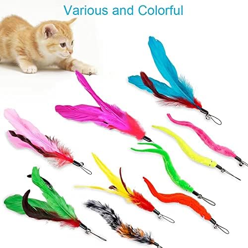 JIARON Cat Toys Interactive Feather Toy, 2PCS Retractable Wand and 10PCS Replacement Teaser with Bell Refills, Interactive Catcher and Funny Exercise for Kitten. - Image 6
