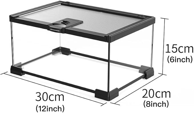 AWXZOM Mini Reptile Glass Terrarium Tank, cage for Tarantula Sling Geckos, Frog, Lizards, Chameleons,Turtles Snake Snail Insect Hermit Crab Isopods Reptiles Enclosure (12x8x6inch)
