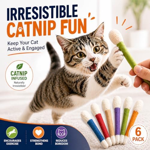 Giant Catnip Cat Toys for Indoor Cats, 6 Pack Interactive Cat Toy, Oversized Cotton Swab Design, Kitten Toys for Boredom Relief, Exercise & Play - Image 2