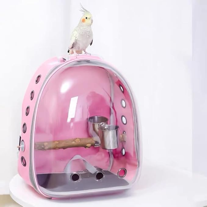 Birdcages Portable Bird Cage Parrot Carrier Backpack Travel Bag with Prech and Feeder Acrylic Transparent 360° Sightseeing Pet Accessories,Type A5