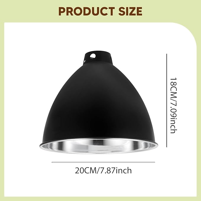 HouseVibe Reptile Dome Lamp Cover Light Shade Replacement Part for Turtles Lizards Chameleons Geckos Bearded Dragons Aluminum Fixture- 8.5in Silver Lining