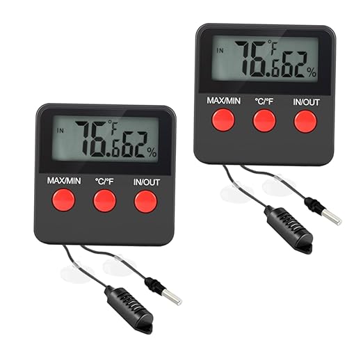 HANABASS 2Sets Digital Hygrometer and Reptile Temperature Monitoring Device for Lizard Tanks Indoor Humidity Control with Display for Accurate Readings