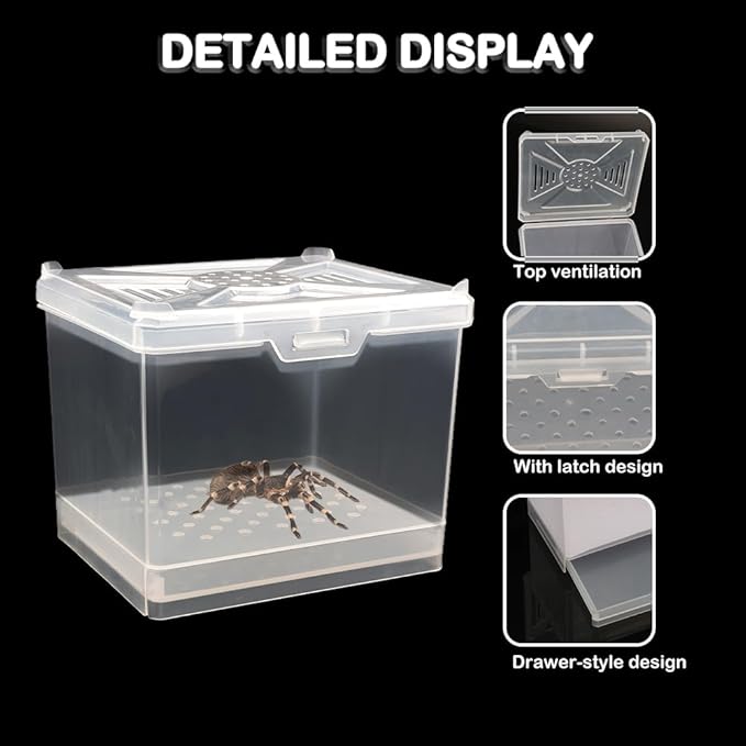 1 Pack Spider Cage Manti Feeding Box to Breed Live Worms for Small Reptile Spider Manti Insects (White)