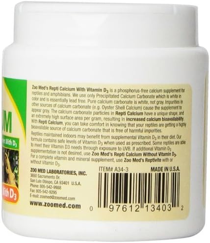 Zoo Med 6 Pack of Calcium with Vitamin D3 Reptile Supplement, 3 Ounces Each