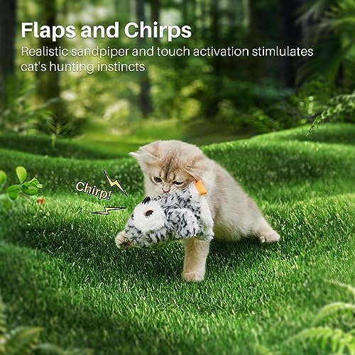 Potaroma Flapping Owl Cat Toys (No Flying), Lifelike Bird Chirp, Rechargeable Touch Activated Kitten Toy, Interactive Catnip Kicker Exercise Toys 4.0" for All Breeds - Image 2