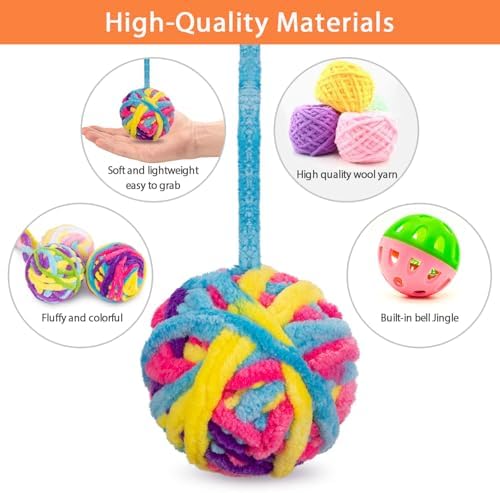 Retro Shaw Cat Toys Balls with Bells Inside, Kitten Toys Pack 6Pcs - Image 3