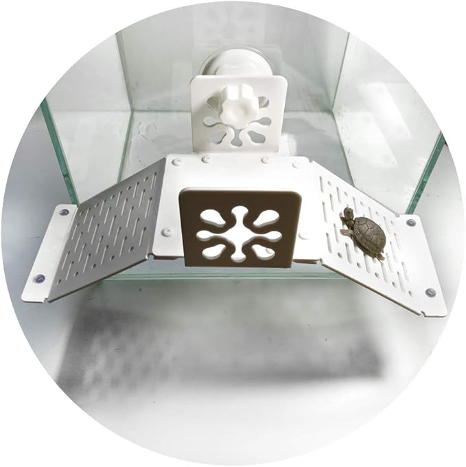 Aquarium Bidirectional Two-Way Bridge Tortoise Turtle Basking Floating Platform,Can Be Suspended at Any Water Level,DIY Assembly (White-Assembly)