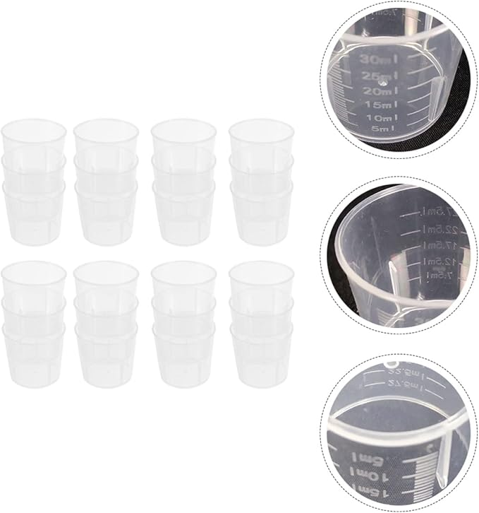 Abaodam 100Pcs Reusable Measuring Cups for Reptiles Food and Water Cups with Easy to Read Scale for Crawling Pets and Washable