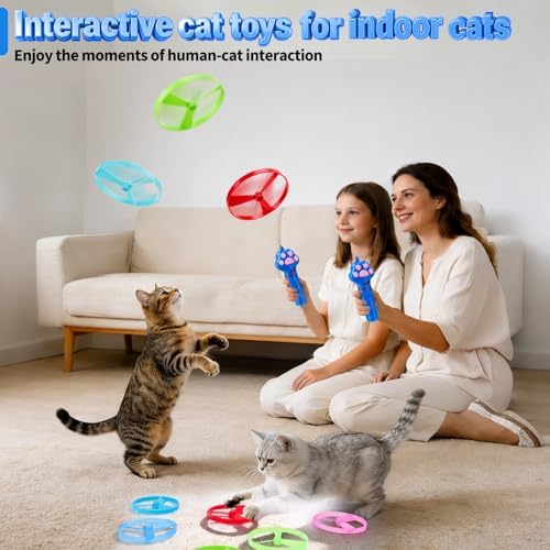 BABORUI Cat Toy Disc Launcher, Rechargeable Interactive Cat Fetch Toy Launcher with 8 Flying Discs, Flying Enrichment Toys for Indoor Bored Kittens & Adult Cats (Blue) - Image 7