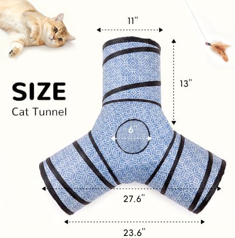 Tempcore 3 Way Collapsible Cat Tunnel for Indoor Cats, Pet Tunnel Bored Toys with Peek Hole & Ball for Puppy, Kitty, Kitten, Rabbit - Image 4