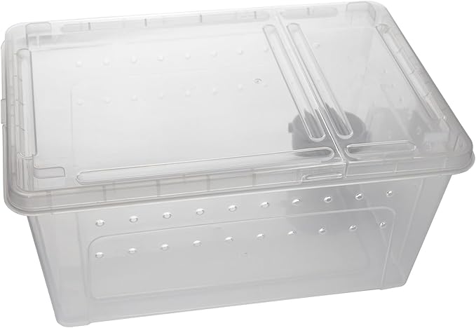OMEM Portable Reptile Terrarium Habitat for Mini Pet Houses Breathable Holes Stackable Container (L)