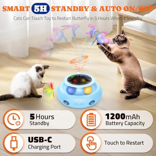 Pawtners Cat Toys, Automatic Interactive Kitten Toys for Indoor Cats, Blue - Image 6