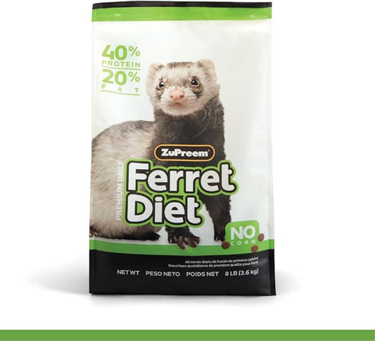 ZuPreem Ferret Food, High Protein Ferret Food, Extruded Kibble Made with Chicken & Egg, Vitamin & Mineral Fortified, No Corn, Small Animal Pet Products, ZuPreem, Made in USA, 8 lb Bag