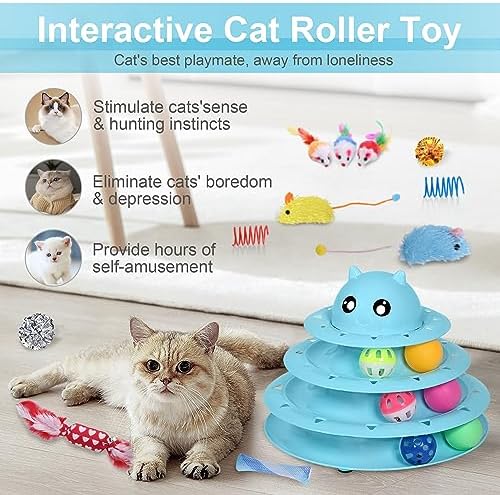 UPSKY 24 PCS Cat Toys Set with Teaser, Mice, Spring, and Various Ball Toys - Image 6