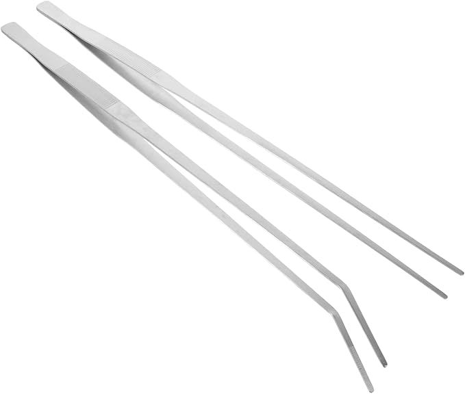 2pcs Extra Reptile Feeding Tongs Straight Curved Tips for Precise Handling of Turtles Bearded Dragons Other Crawling Pets Ergonomic Design for Easy Use Aquariums Terrariums