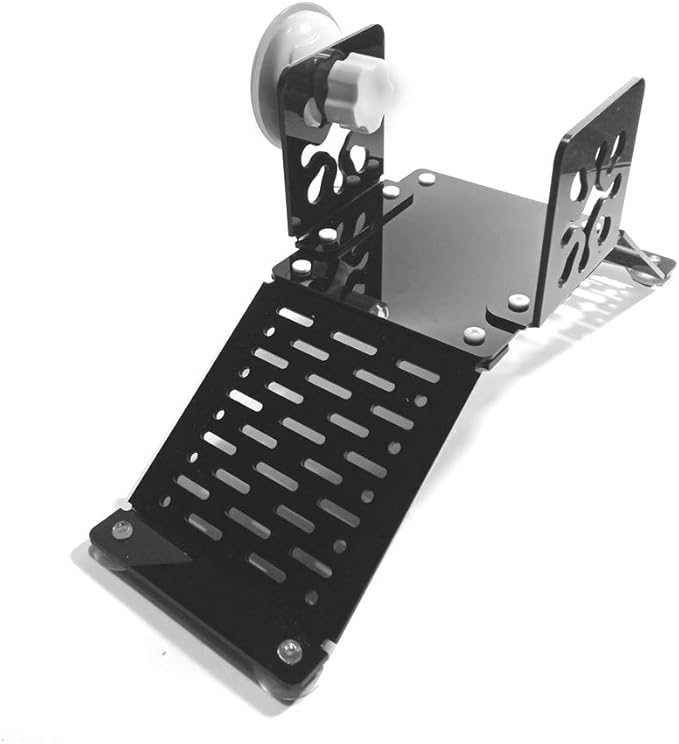 Aquarium Bidirectional Two-Way Bridge Tortoise Turtle Basking Floating Platform with Big Suction Cup Stable Amphibian Reptile Terrace,Be Suspended at Any Water Level (Black-Assembly)