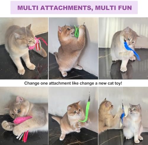 Cat Toys 11Pcs Interactive Cat Wand Worm Refills for Indoor Cats - Image 6