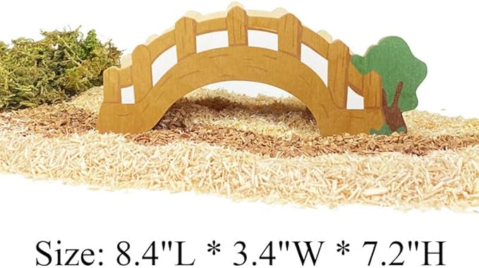 Happy Farms Series Hamster Toys, Hamster Landscaping Habitats Decor, Wooden Hamsters Hideouts, Hamster House for Syrian Gerbils Mice Mini Animals, Hamster Accessories (Wooden Bridge)
