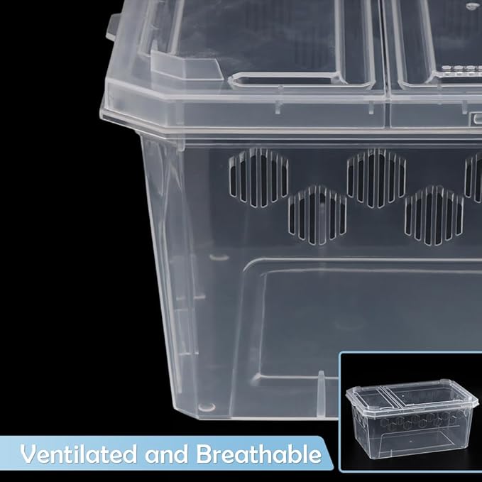 4 Pack Reptile Feeding Box Breeding Box Transparent Cage Habitat Hatching Container for Reptile Spider Scorpion Gecko Tortoise Treefrog