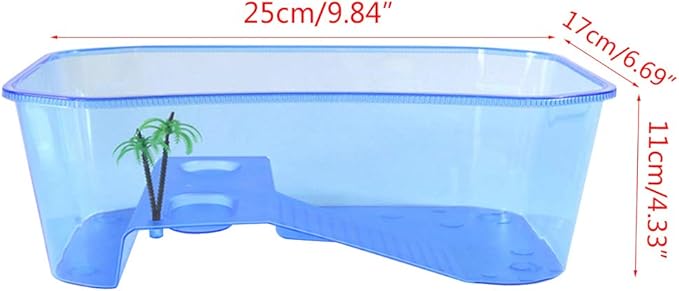 for Turtle Vivarium Box Aquarium for Breeding Box Habitat Tortoise Food Feeding Box with Basking Pl