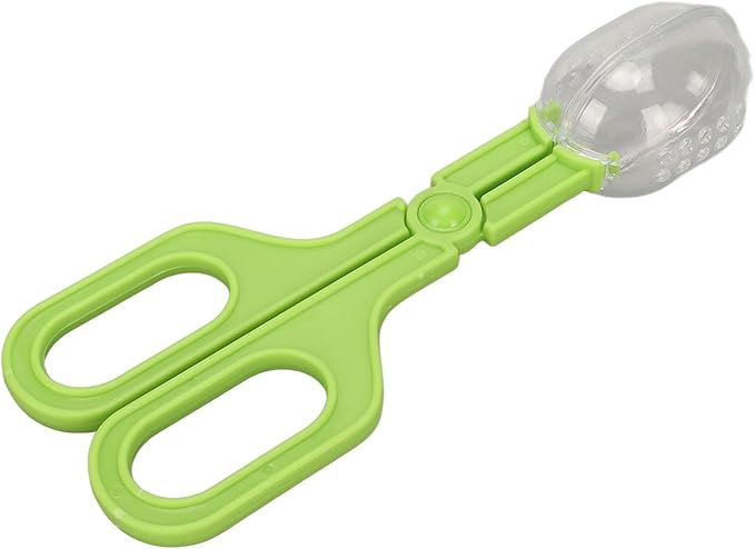 Reptile Feeding Clamp, Feeding Tool, Reptile Poop Scoop，Amphibian Terrarium Feeding and Cleaning Tool, Multipurpose Reptile Feeding Claw Collector, with Vents for Lizard Spider Tortoise(Green)