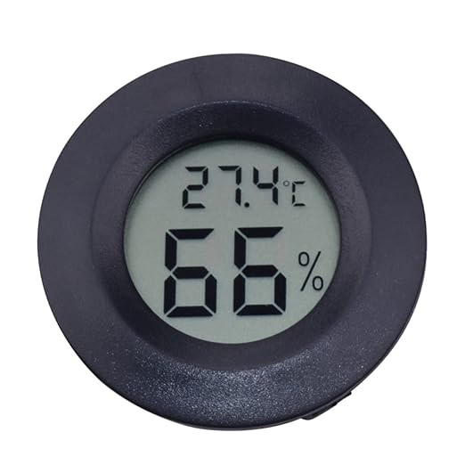 8pcs Round Digital Hygrometer and for Reptile Pets Acrylic Embedded Humidity for Home Use Accurate Measurement Celsius Black