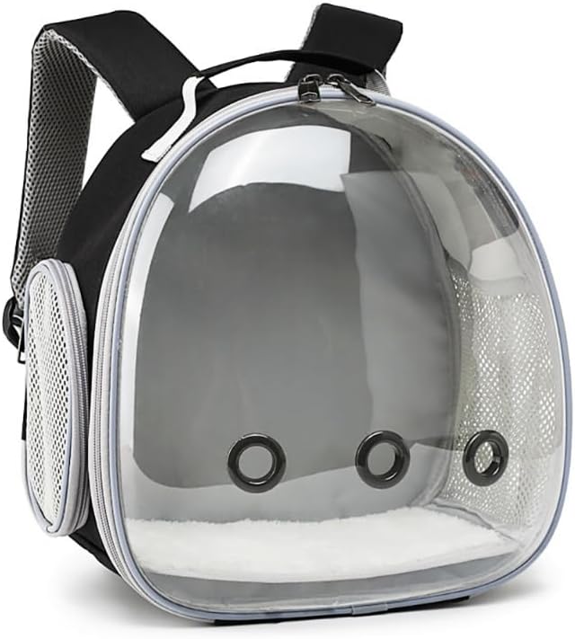 Animal Carrier Backpack Travel Portable Small Breathable Backpack for Hamster Pet Bag Guinea Pig Carrier Rabbit Bird (Black)