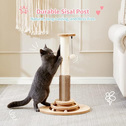 Made4Pets Cat Scratching Post for Indoor Cats with Self Groomer, 23" - Image 6