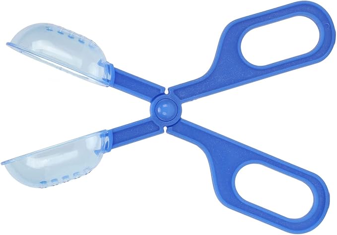 AYNEFY Reptile Feeding Clamp, Reptile Poop Scoop Transparent Easy to Observe Multipurpose Flexible for Spider for Tortoise (Blue)