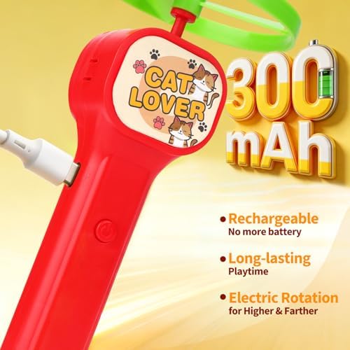 BABORUI Cat Toy Disc Launcher, Rechargeable Interactive Cat Fetch Toy Launcher with 8 Flying Discs, Flying Enrichment Toys for Indoor Bored Kittens & Adult Cats (Red-1) - Image 3