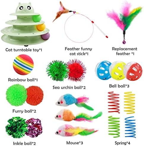 UPSKY 20 PCS Cat Toys Set with Teaser, Mice, Spring, and Various Ball Toys - Image 2