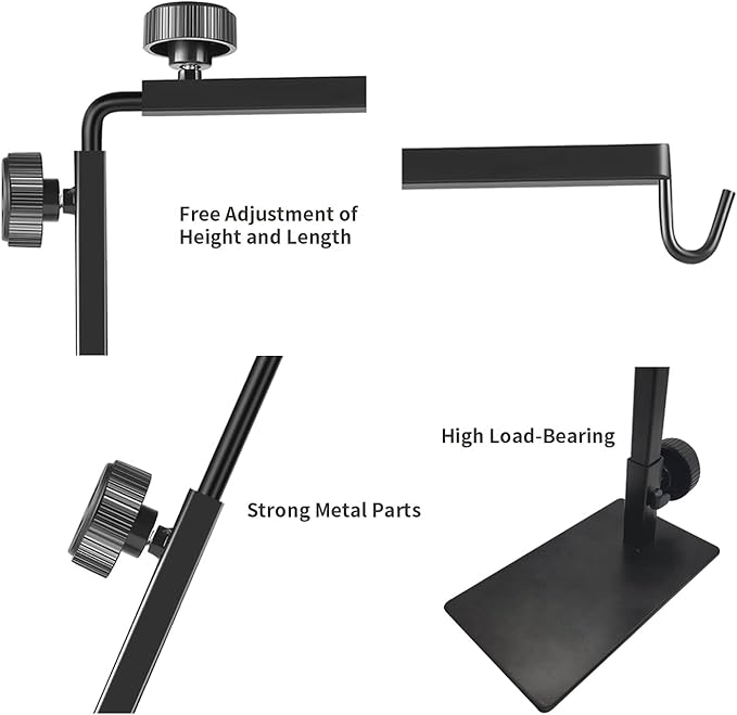 Reptile Lamp Stand, Adjustable 16-31 Inch Domes Heat Lamp Metal Bracket Floor Light Holder for Reptile Terrarium Lighting Heating Light and Dome lampshade, Large