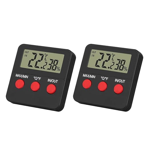 Balacoo 2sets Digital Hygrometer for Reptile Tanks Accurate Temperature and Humidity Monitor with Display for Egg Incubators and Turtle Boxes Batteries Not Included