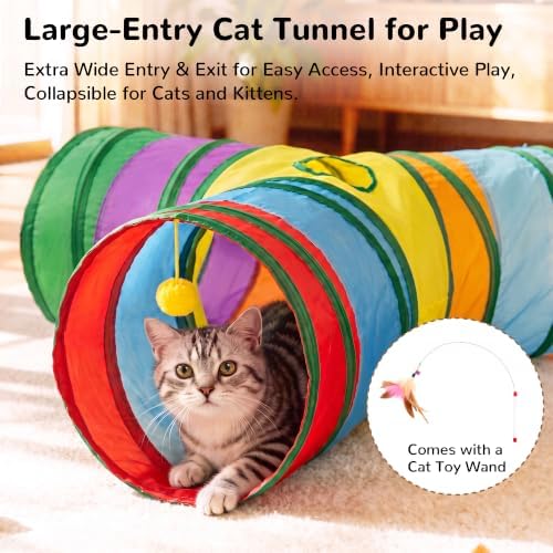 Tempcore Cat Tunnel, 3-Way Collapsible Toy for Indoor Cats, Rainbow - Image 3