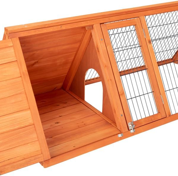 Rabbit Hutch & Chicken Coop Outdoor Small Animal Cage (Brown)