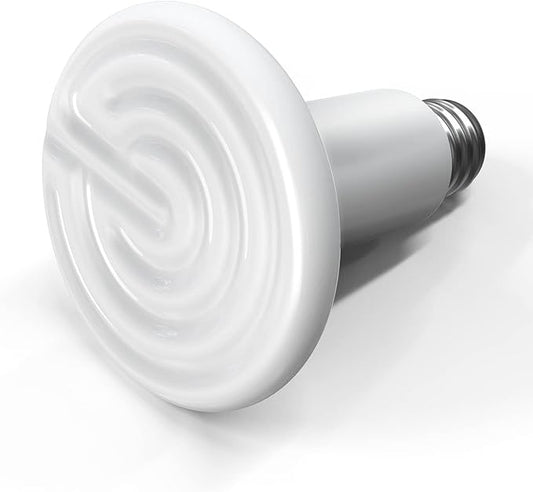 Simple Deluxe Ceramic Heat Emitter 100W Reptile Heat Lamp Bulb No Light Emitting Brooder Coop Heater for Amphibian Pet Snake Turtle & Incubating Chicken, No Harm, Color White, 1 Pack