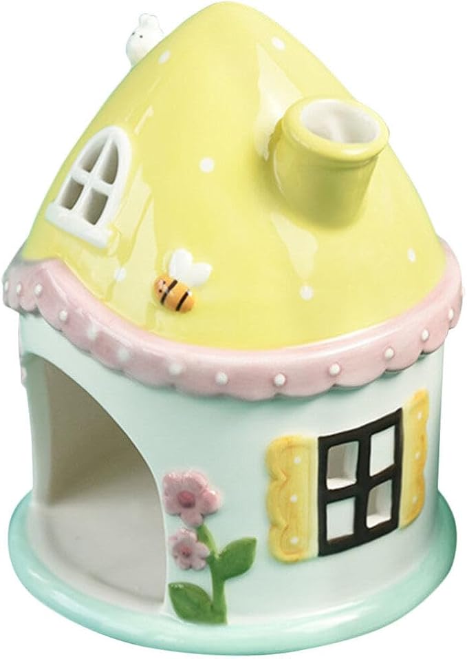 DECHOUS Hamster Mushroom Hideout,Ceramic Castle House Hamster Hide Ceramic Rat Hiding Cabin Houses Cabin Cages for Dwarf Mice Gerbils Small Pet